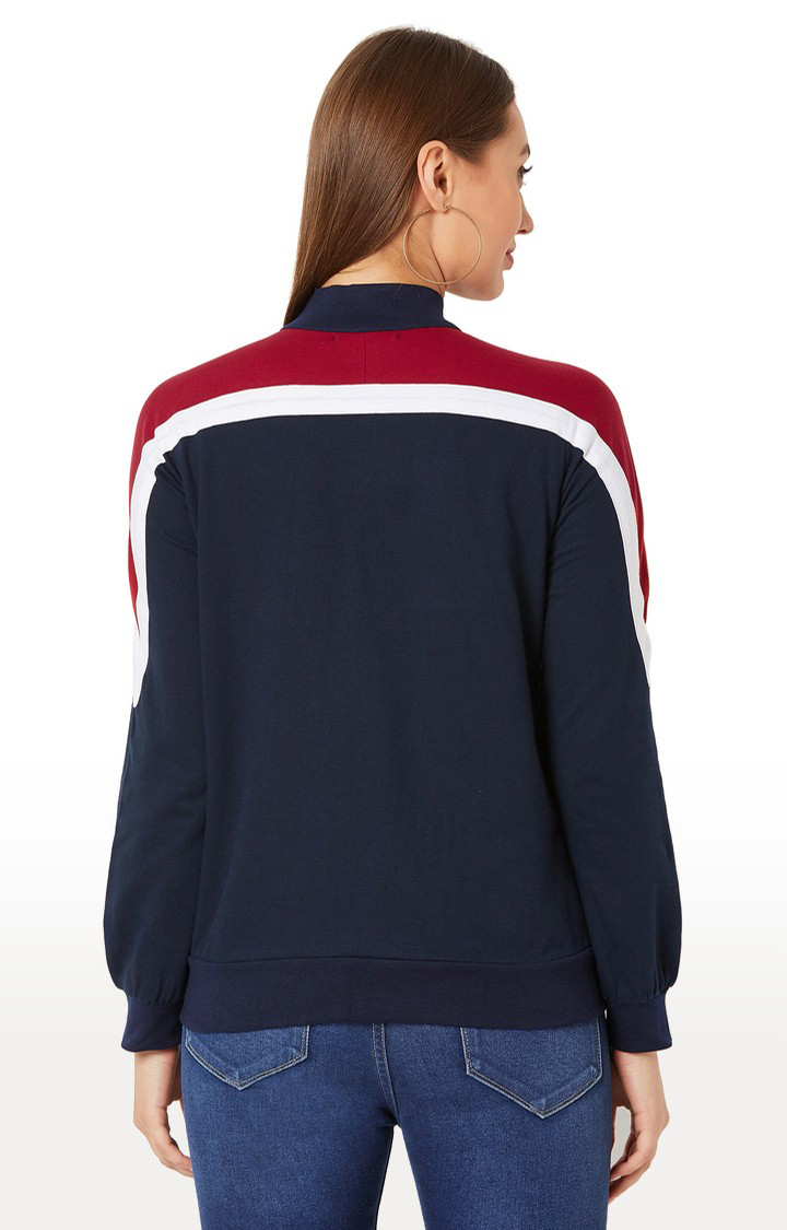 Women's Blue Cotton SolidCasualwear Western Jackets