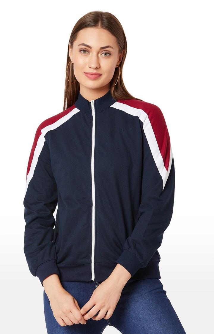 MISS CHASE | Women's Blue Cotton SolidCasualwear Western Jackets