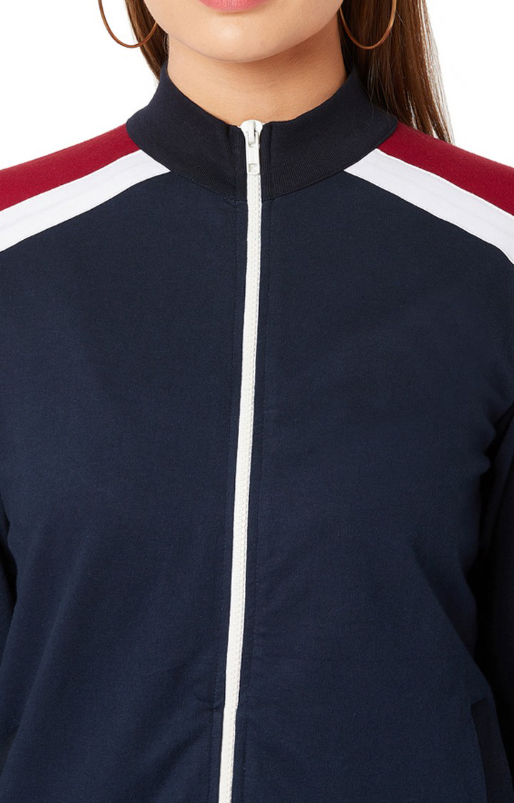 Women's Blue Cotton SolidCasualwear Western Jackets