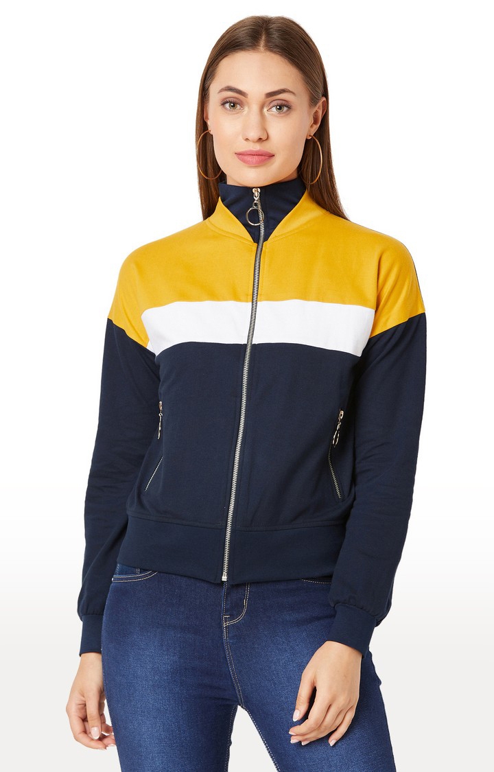 MISS CHASE | Women's Blue Cotton SolidCasualwear Western Jackets