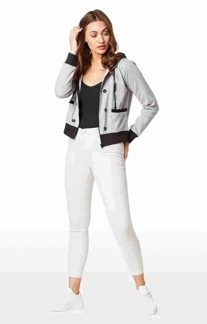 Women's Grey Others MelangeCasualwear Hoodies