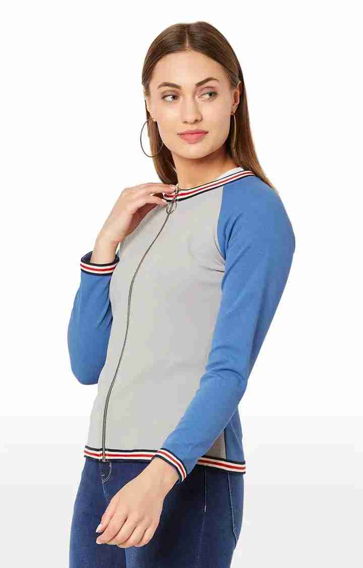 Women's Grey Polyester SolidCasualwear Varsity Jackets