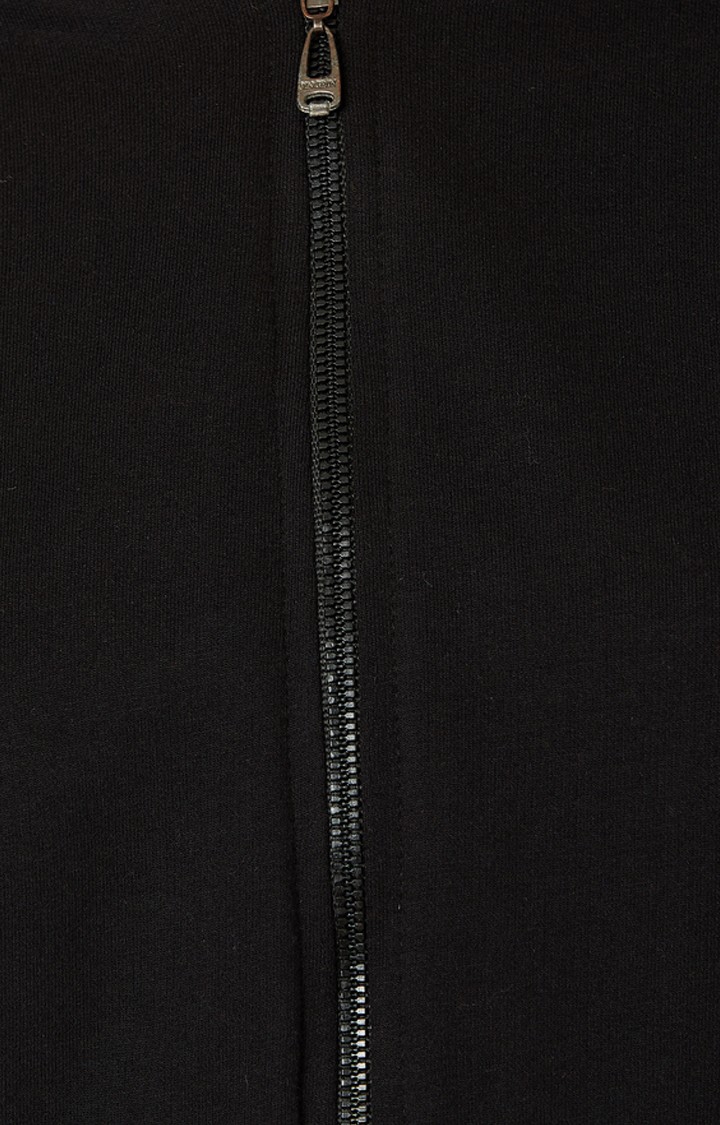 Women's Black Cotton SolidCasualwear Varsity Jackets