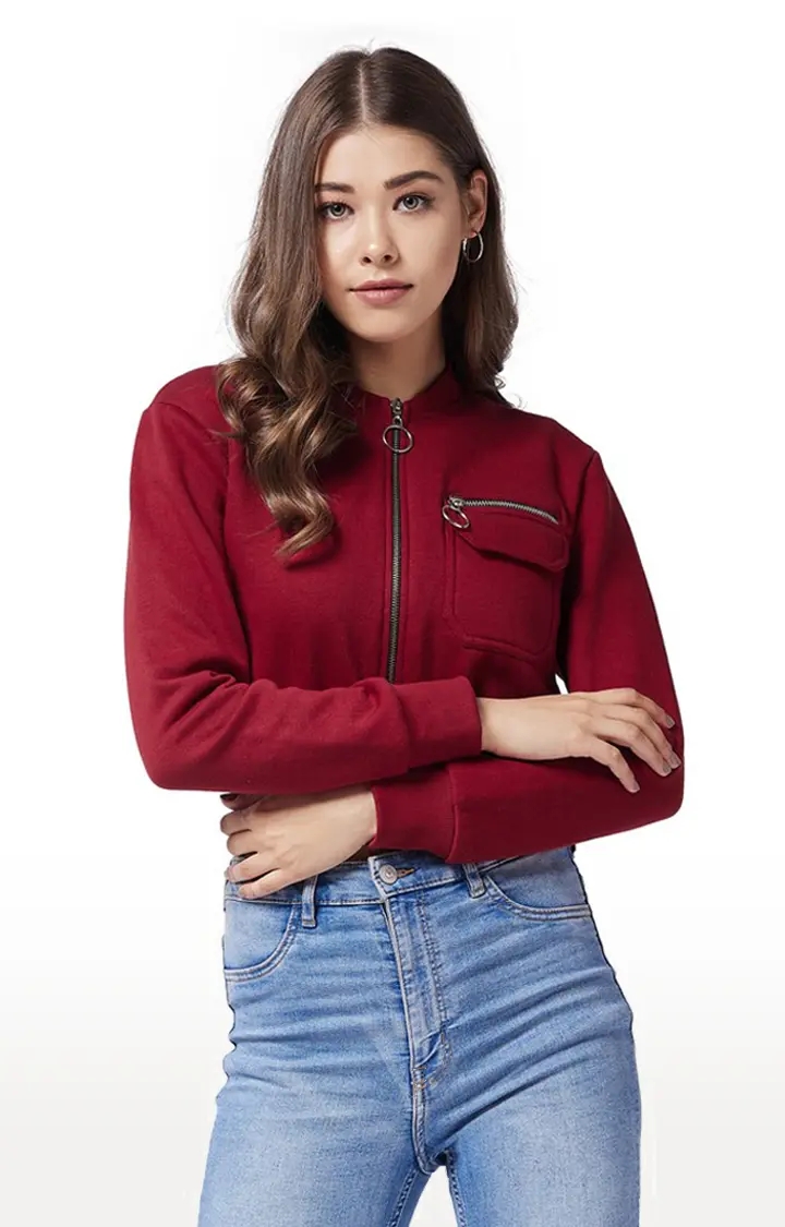 Women's Red Solid Western Jackets