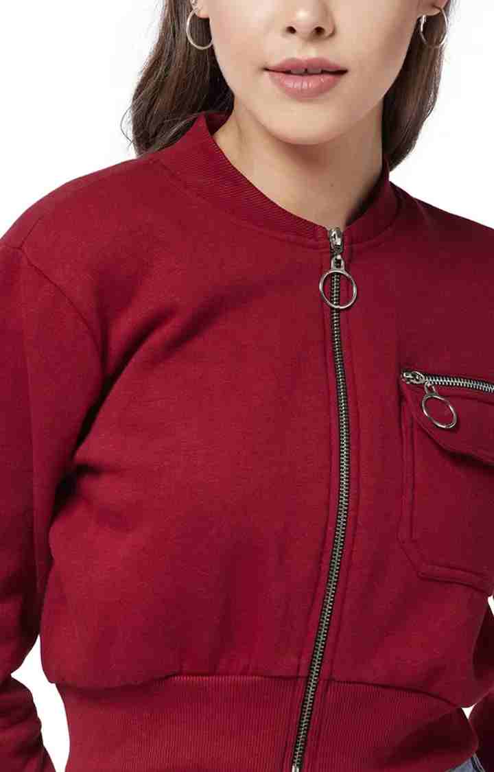 Women's Red Polycotton SolidCasualwear Western Jackets