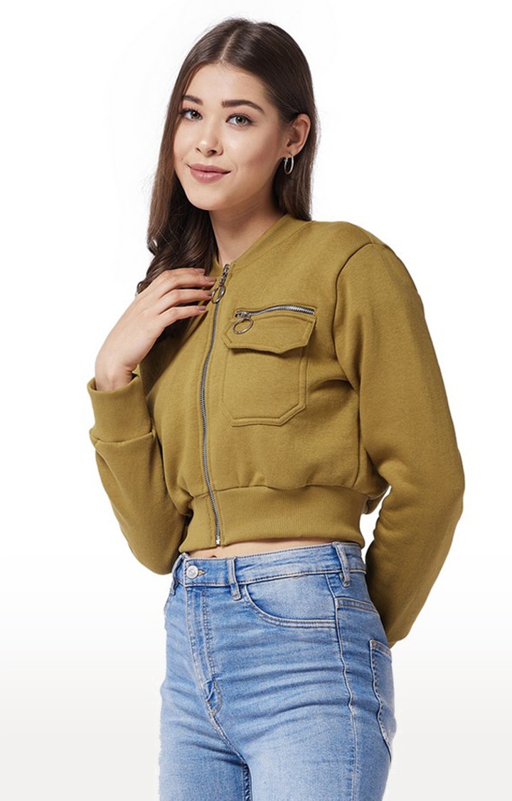 Women's Green Polycotton SolidCasualwear Western Jackets