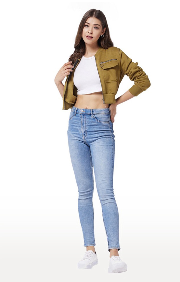 Women's Green Polycotton SolidCasualwear Western Jackets