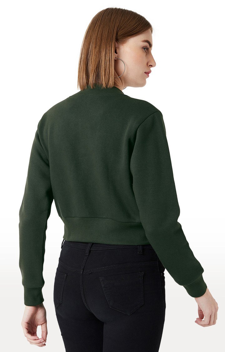 Women's Green Cotton SolidCasualwear Front Open Jackets