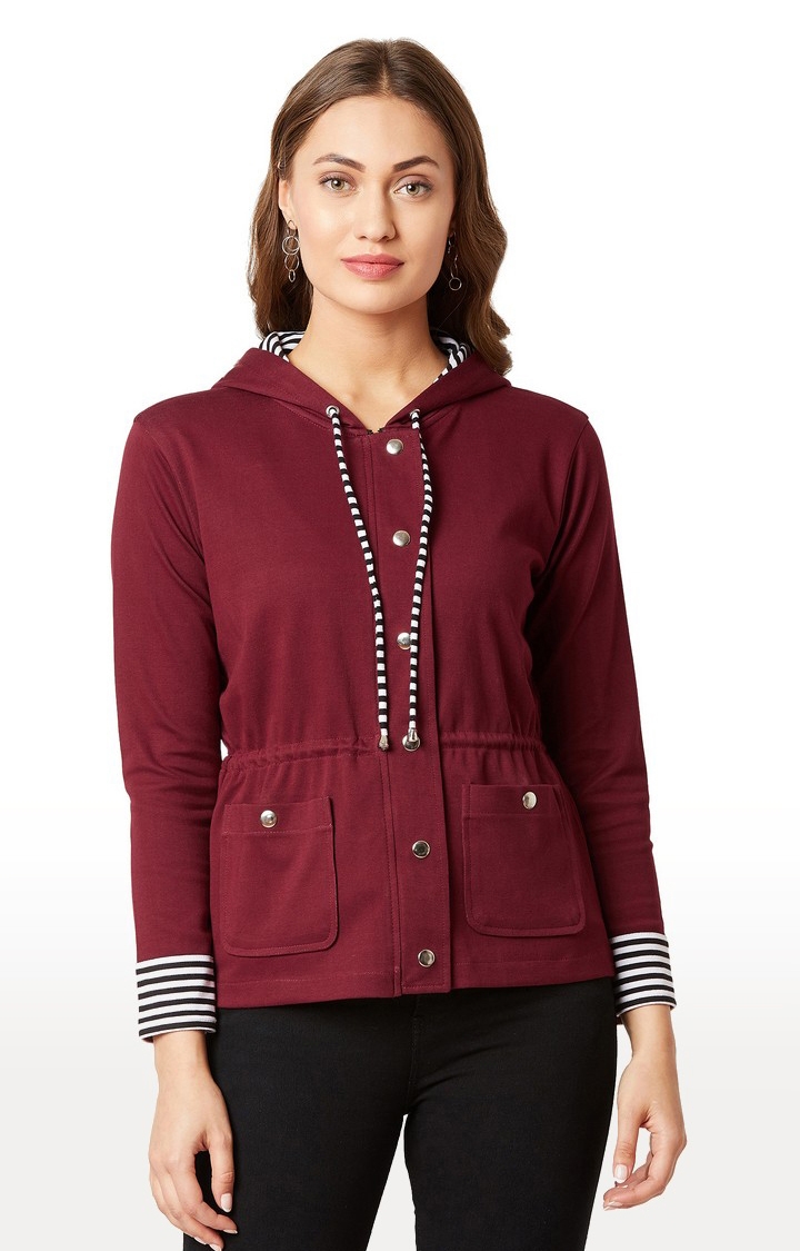 MISS CHASE | Women's Red Solid Front Open Jackets 0