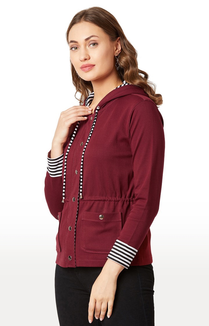 MISS CHASE | Women's Red Solid Front Open Jackets 2