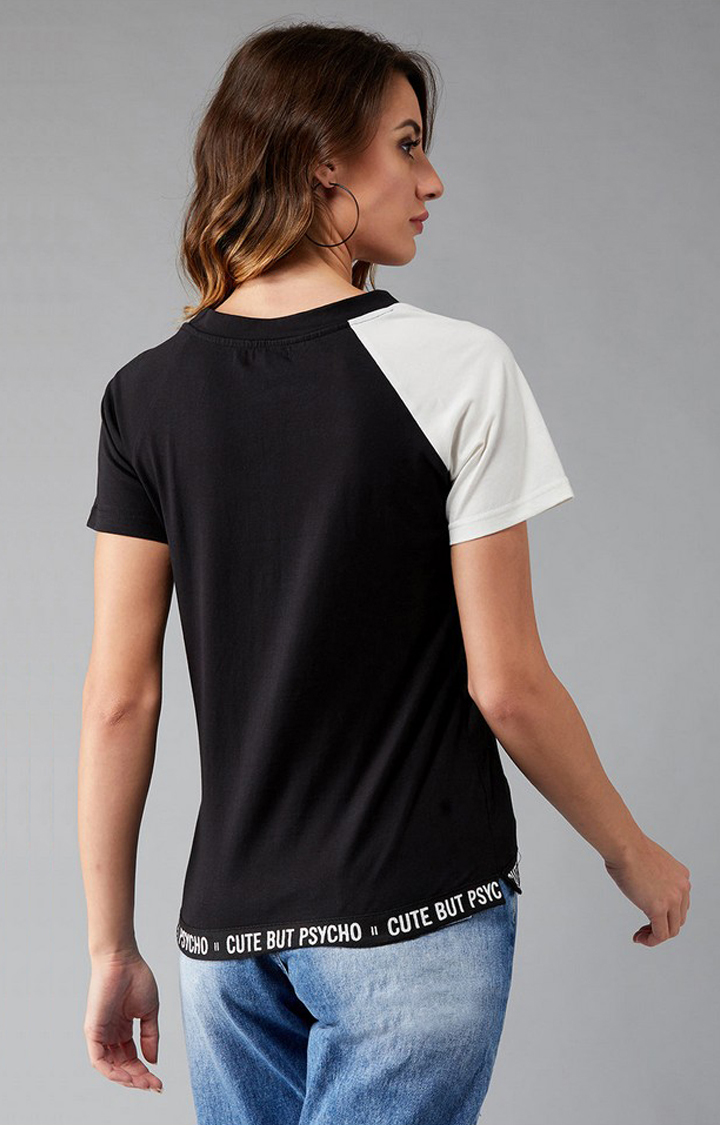 Women's Black Cotton  T-Shirts