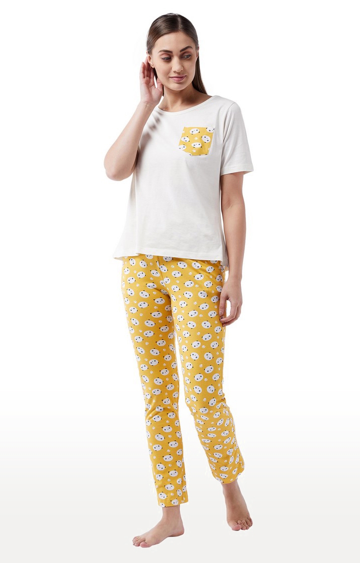 MISS CHASE | Women's Yellow Cotton Pyjama 1