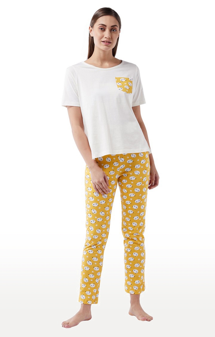 Women's Yellow Cotton Pyjama