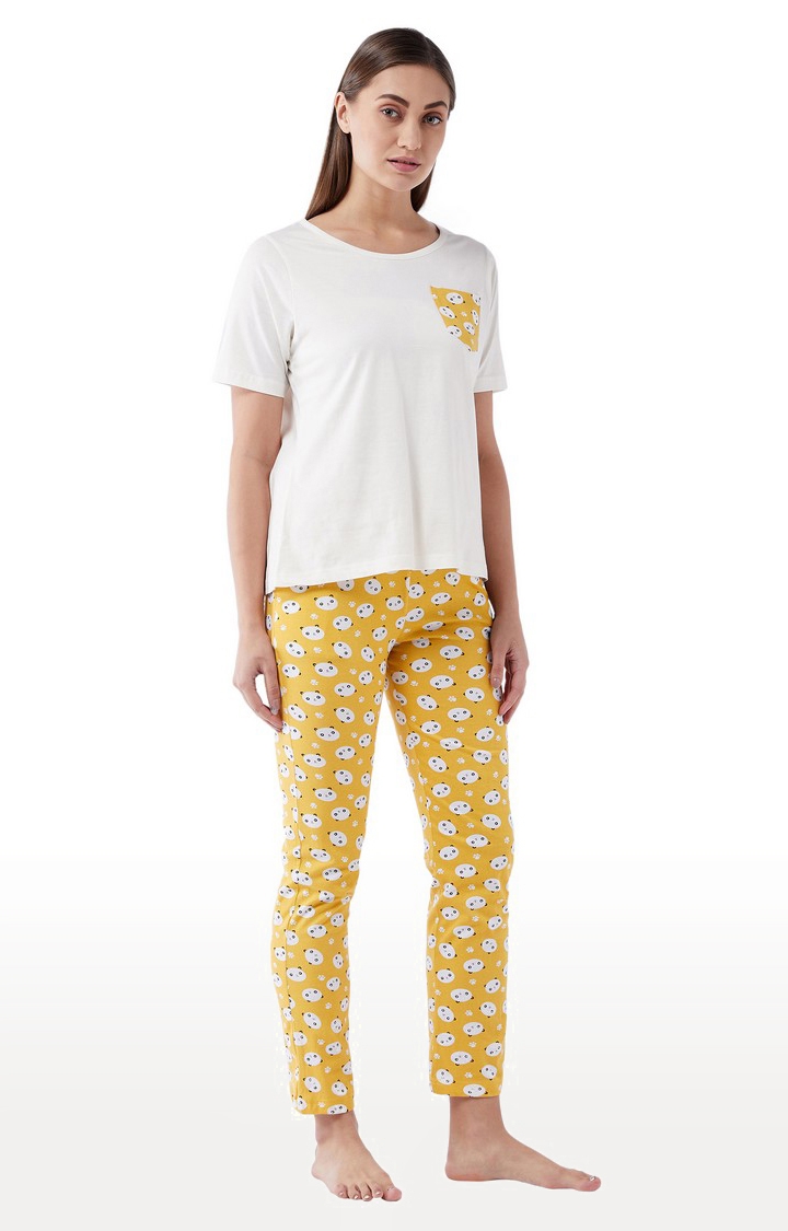 MISS CHASE | Women's Yellow Cotton Pyjama 2