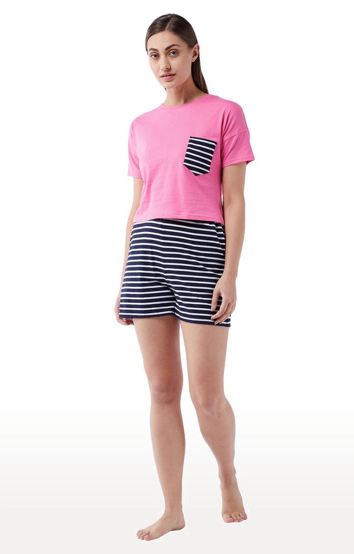 Women's Pink Cotton Sleepwear T-Shirt