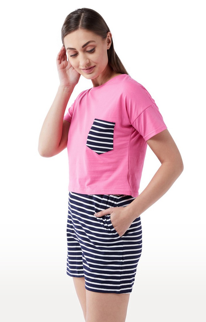 Women's Pink Cotton Sleepwear T-Shirt