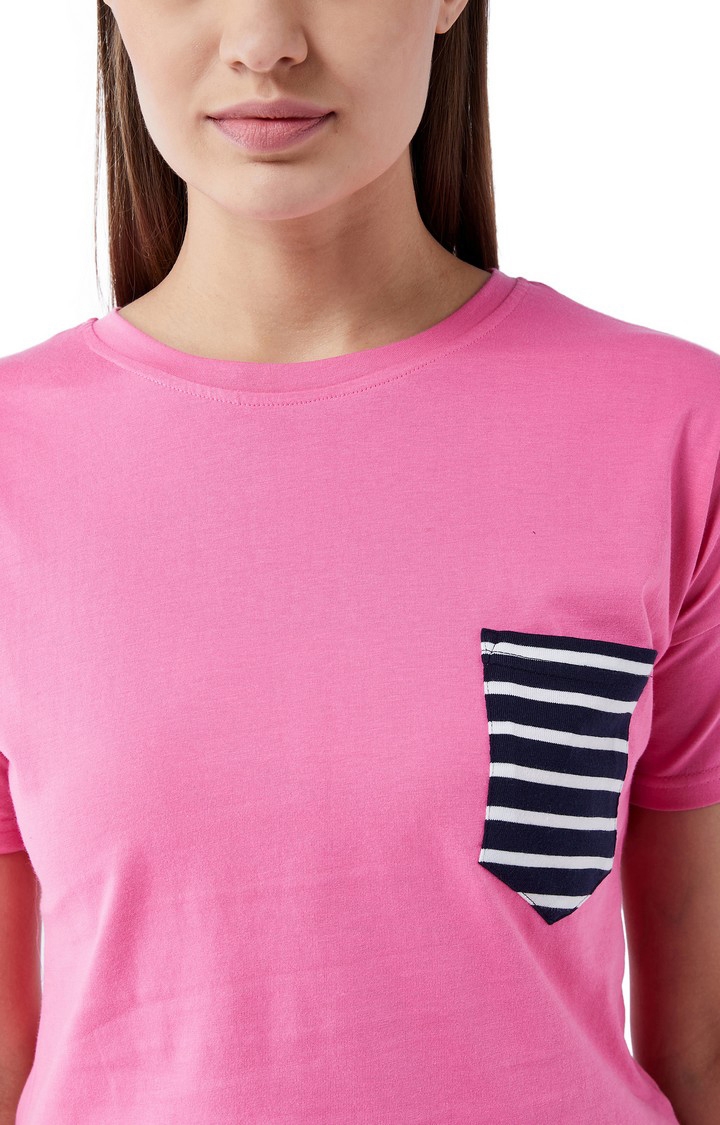 Women's Pink Cotton Sleepwear T-Shirt