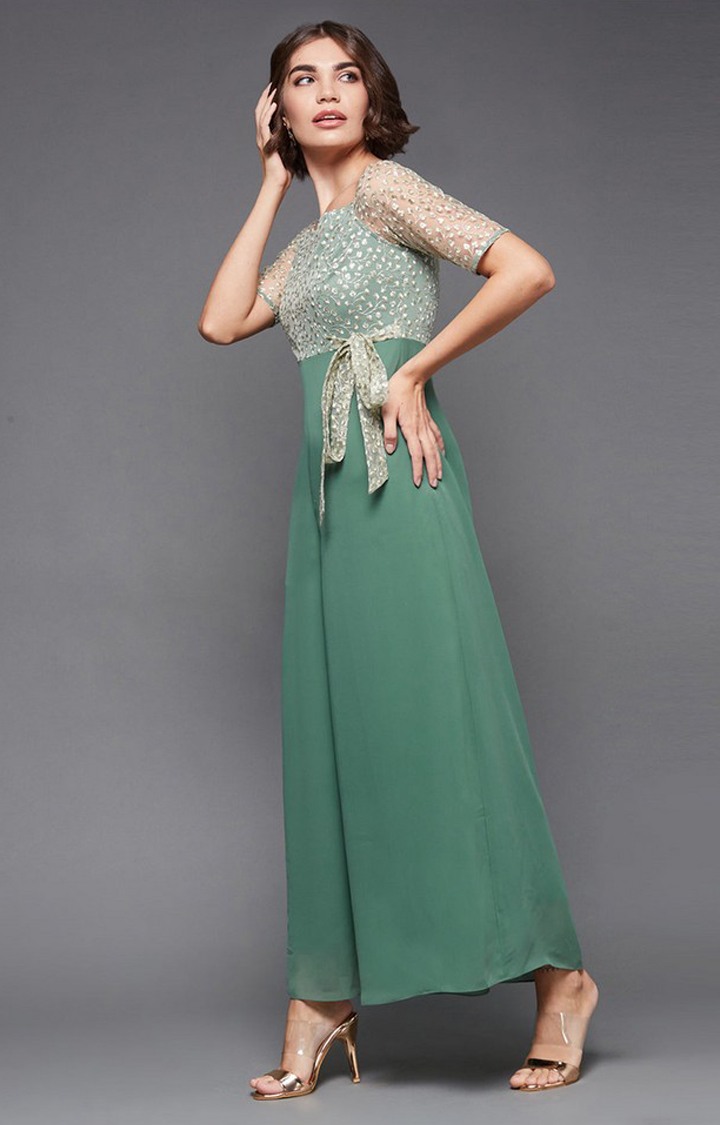 Women's Green Polyester  Jumpsuits
