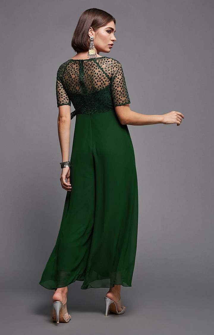 Women's Green Polyester  Jumpsuits