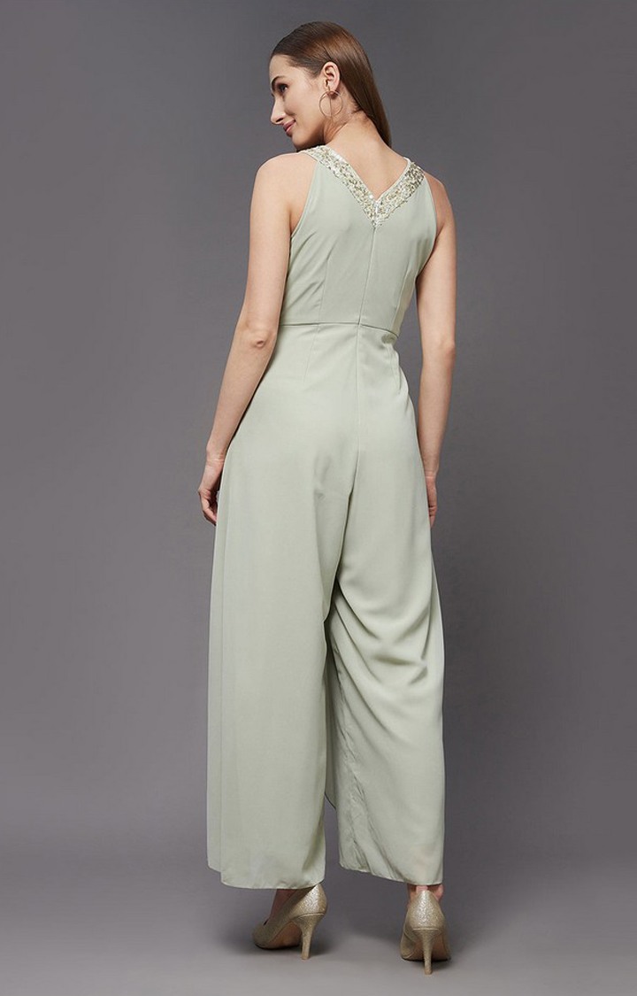 Women's Green Polyester  Jumpsuits