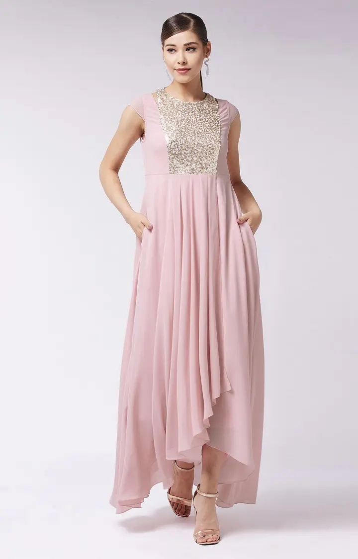 MISS CHASE | Women's Pink Solid Gowns