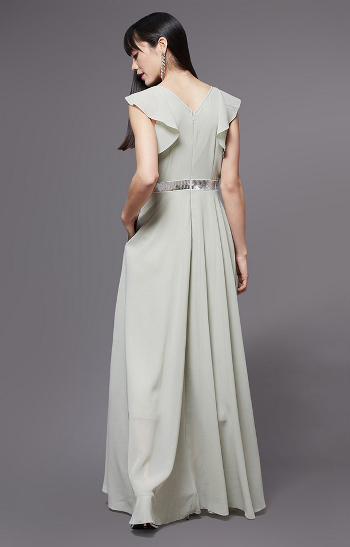 Women's Green Georgette  Gowns