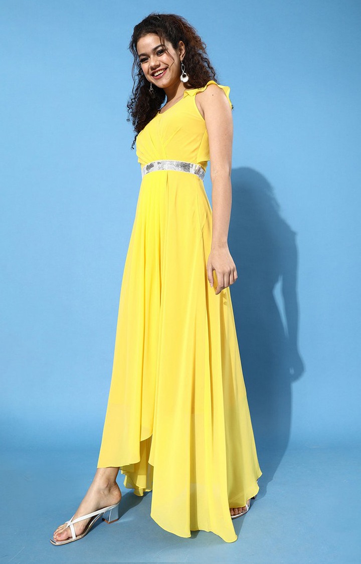 Women's Yellow Georgette  Dresses