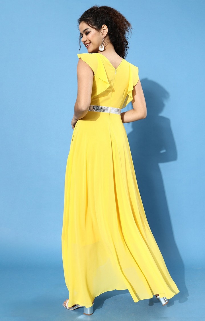 Women's Yellow Georgette  Dresses