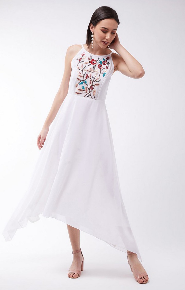 Women's White Polyester  Dresses