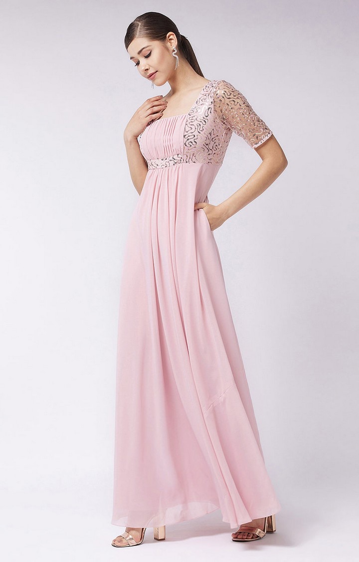 Women's Pink Georgette  Dresses