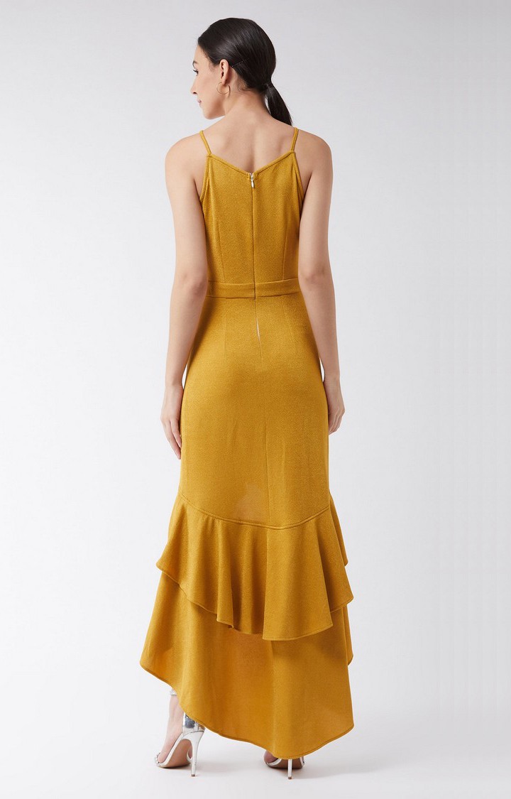 Women's Yellow Polyester  Dresses