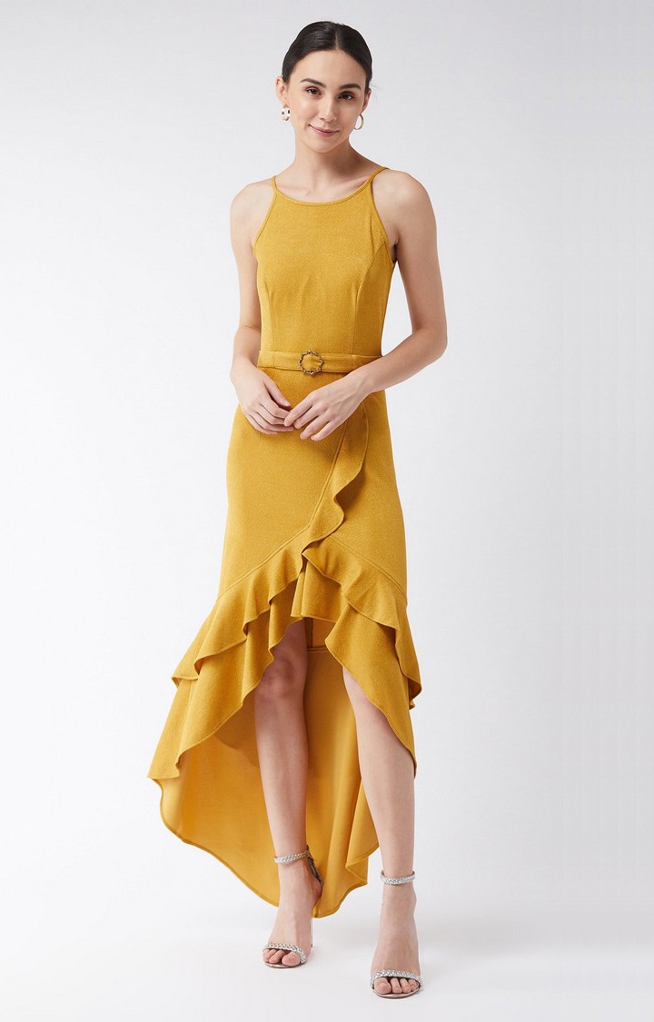 Women's Yellow Polyester  Dresses