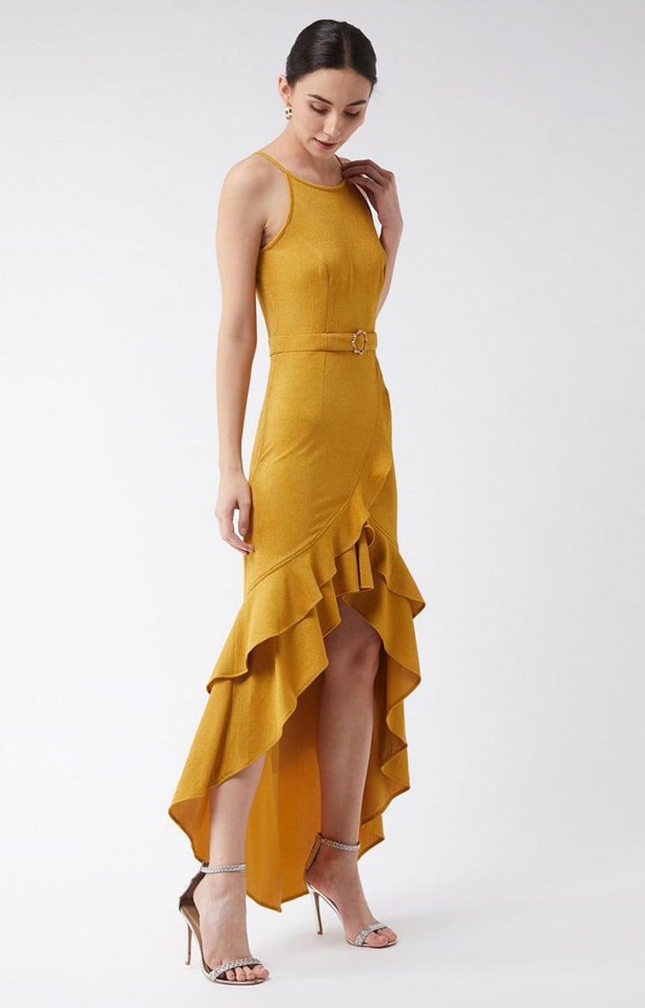 Women's Yellow Polyester  Dresses