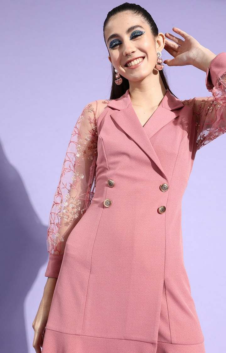 Women's Pink Polyester  Dresses