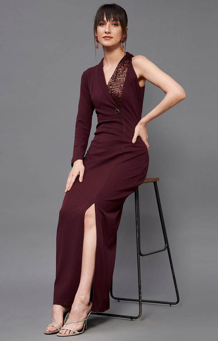 Women's Red Polyester  Dresses