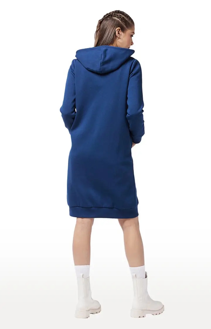 Women's Blue Polycotton SolidCasualwear T-Shirt Dress