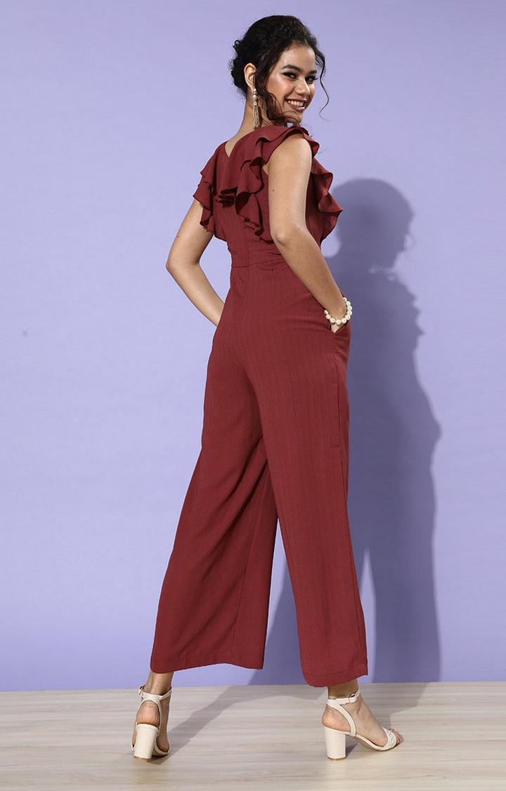 Women's Orange Crepe  Jumpsuits