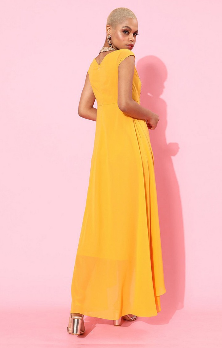 Women's Yellow Polyester  Dresses