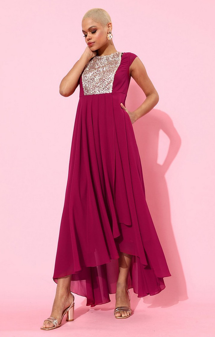 Women's Pink Polyester  Dresses