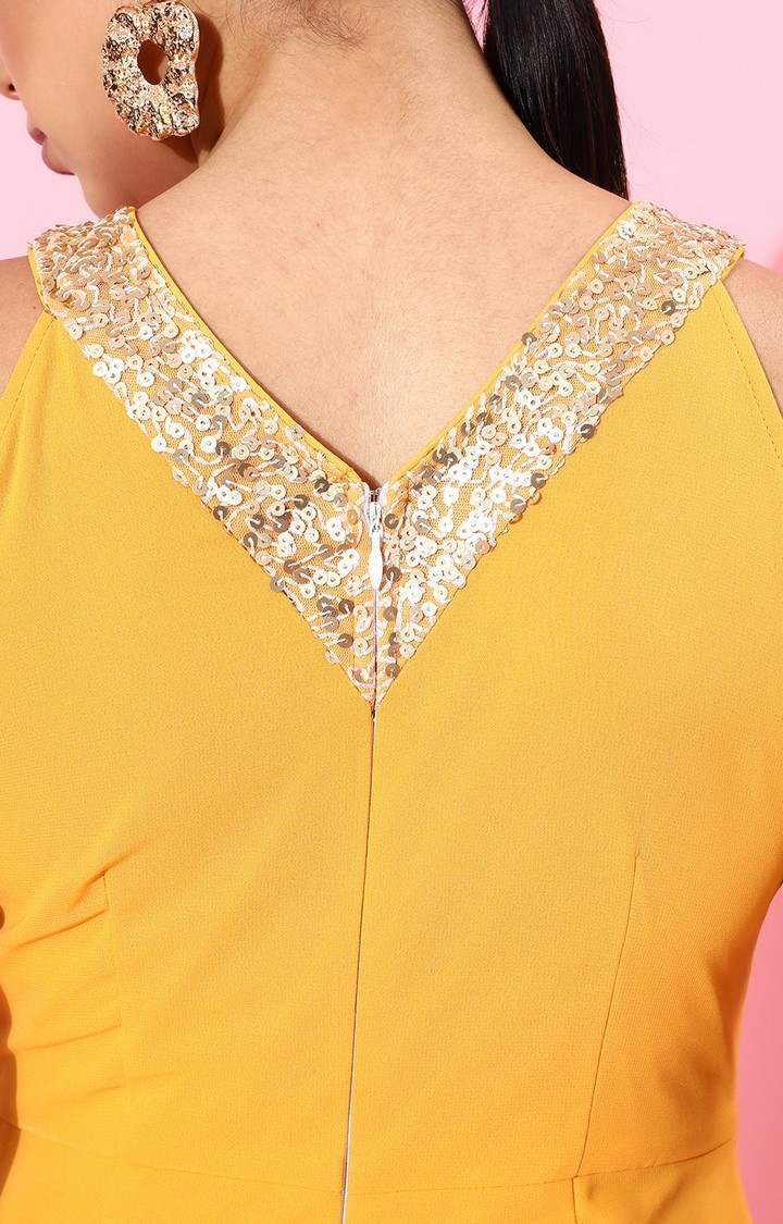 Women's Yellow Georgette  Jumpsuits