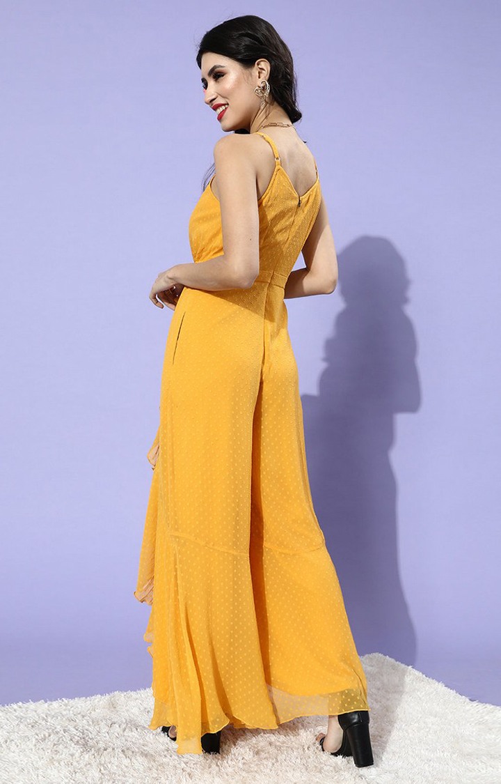 Women's Yellow Chiffon  Jumpsuits