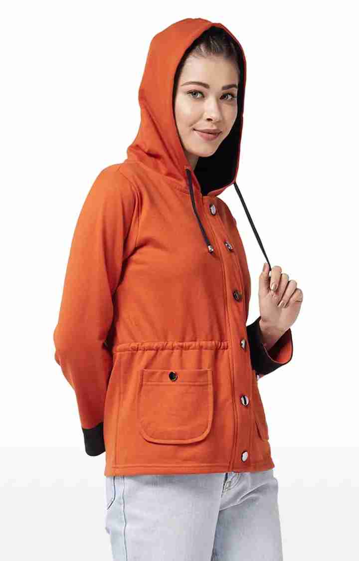 Women's Orange Cotton SolidCasualwear Western Jackets