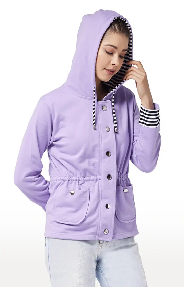 Women's Purple Cotton SolidCasualwear Western Jackets