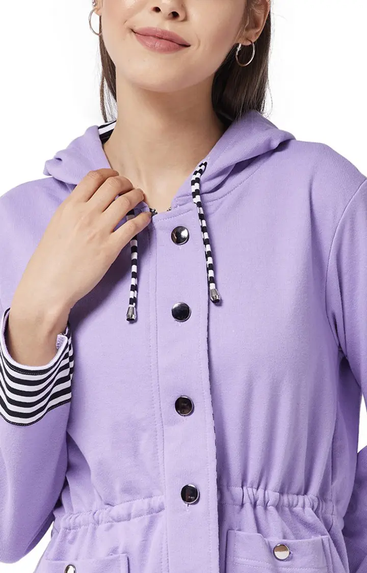 Women's Purple Cotton SolidCasualwear Western Jackets