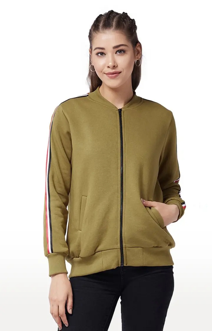 MISS CHASE | Women's Green Polycotton SolidCasualwear Western Jackets