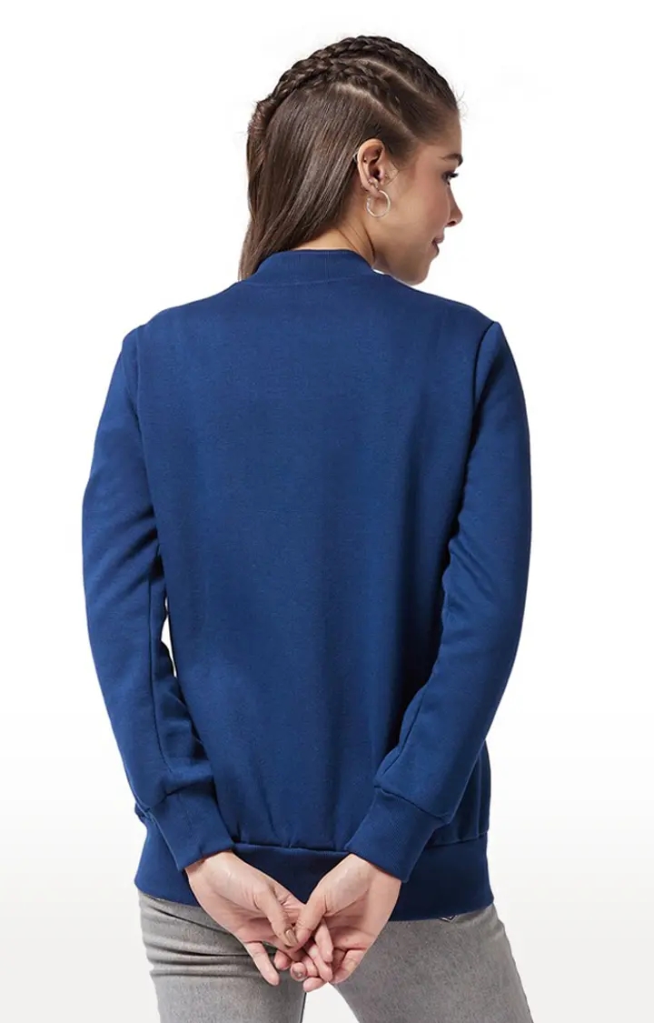Women's Blue Polycotton SolidCasualwear Western Jackets
