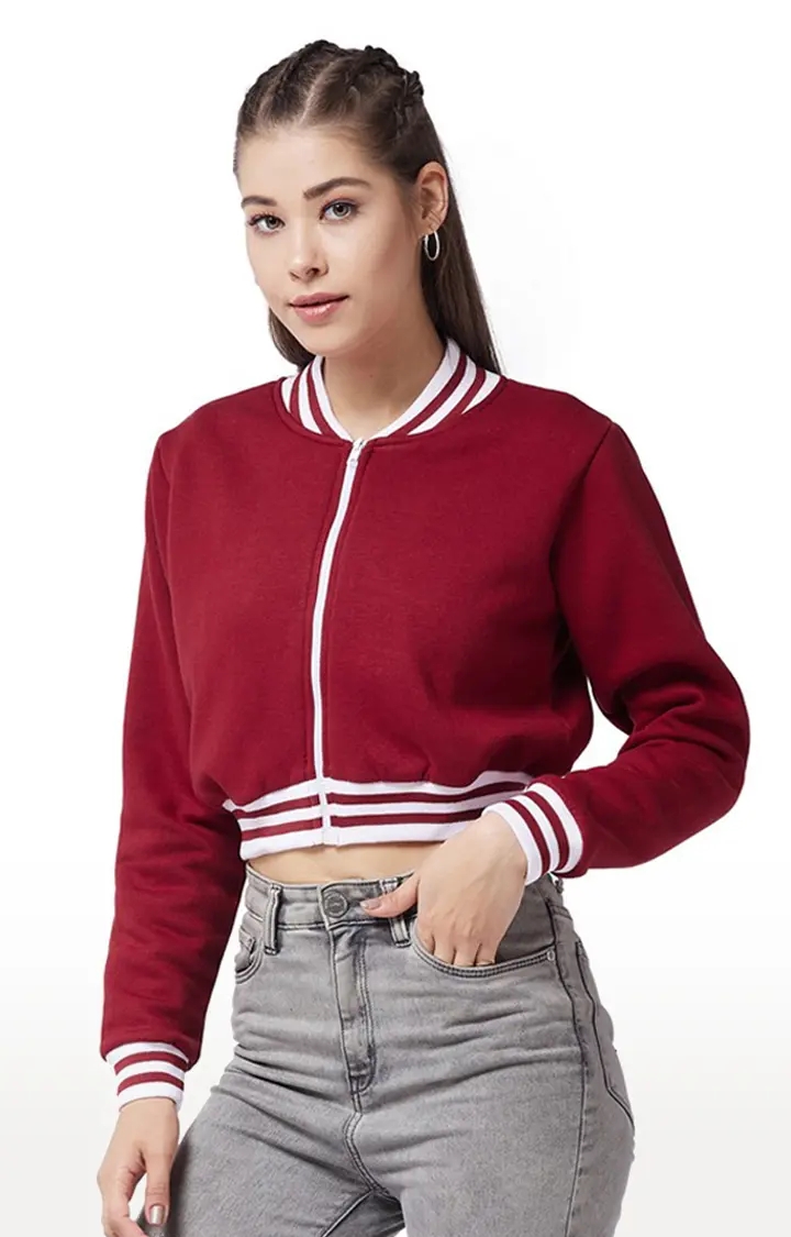 Women's Red Polycotton SolidCasualwear Western Jackets