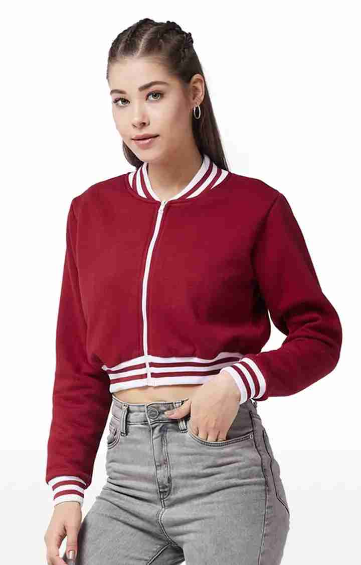 Women's Red Polycotton SolidCasualwear Western Jackets