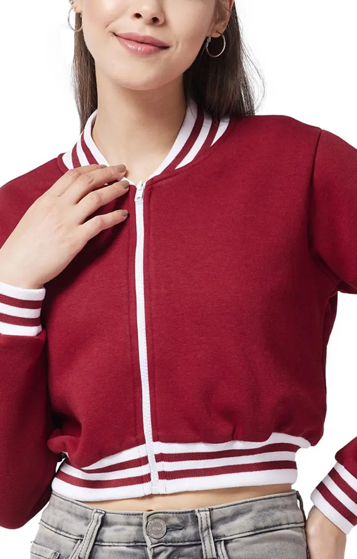 Women's Red Polycotton SolidCasualwear Western Jackets