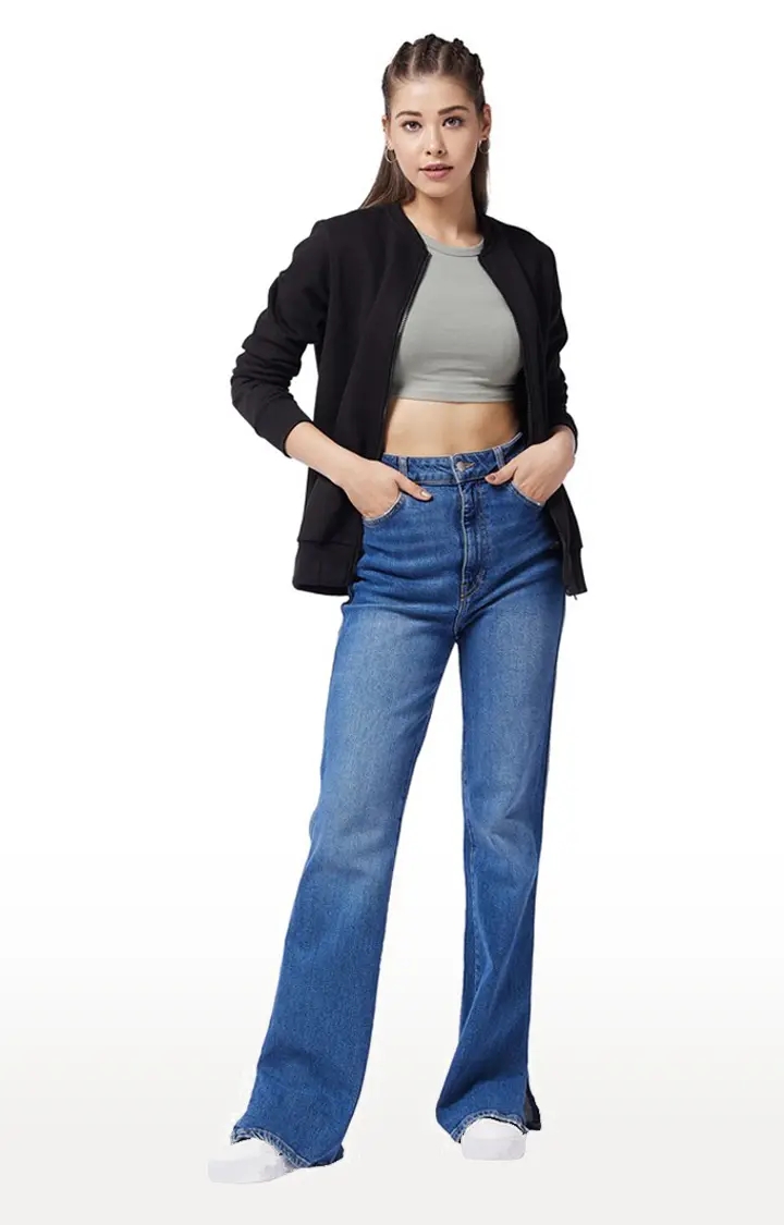 MISS CHASE | Women's Black Solid Western Jackets 1